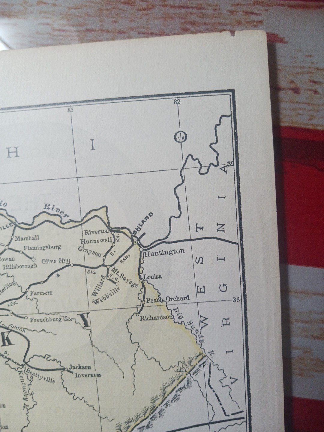 1892 Antique RAILROAD MAP Kentucky & Tennessee all Train Route Lines Mark 9×11″