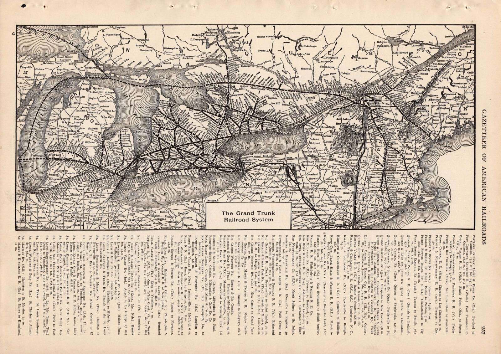 1914 Antique Grand Trunk Railroad System Map Vintage Railway Map 2242