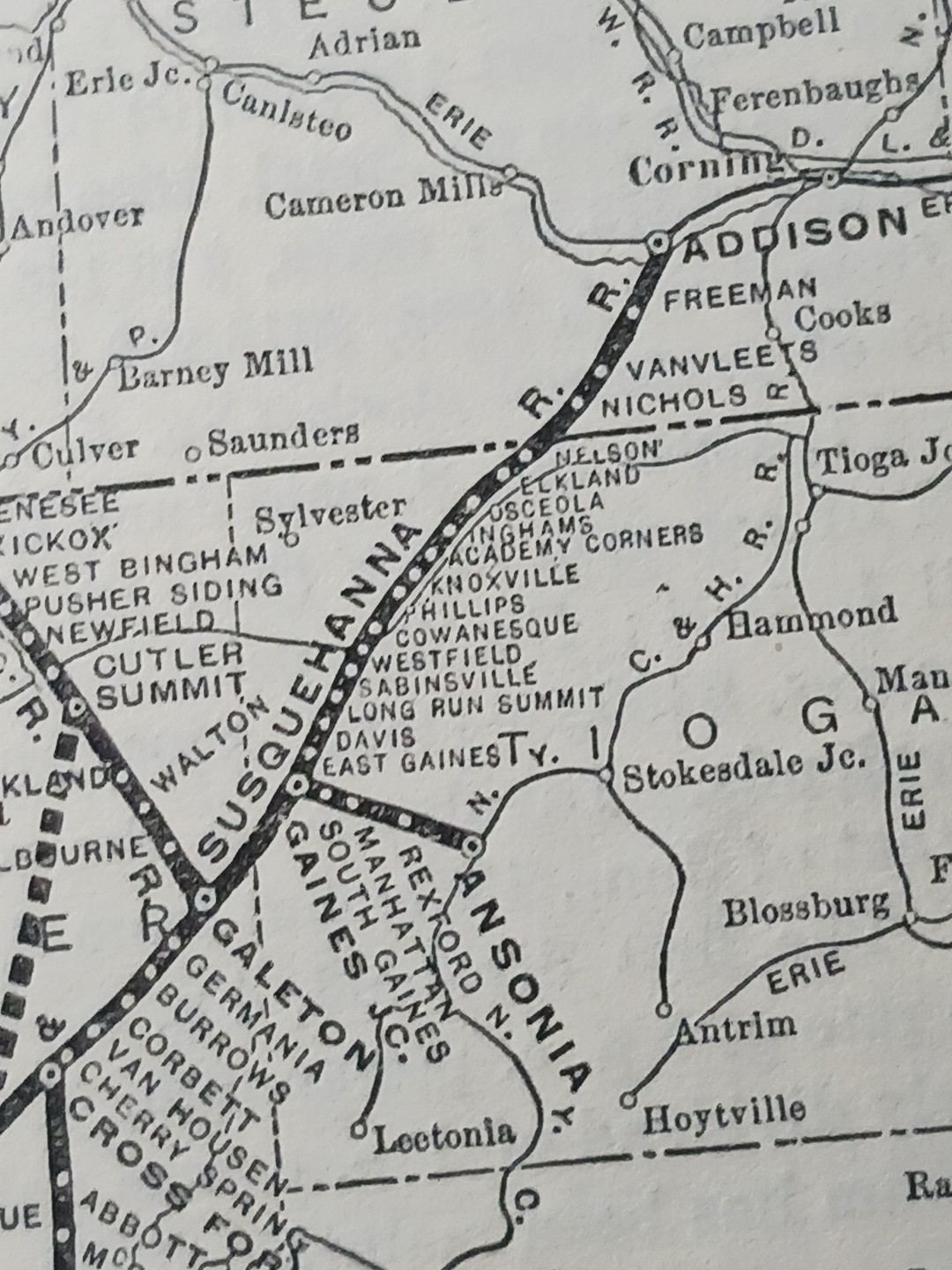 ~1904 BUFFALO & SUSQUEHANNA RAILROAD Vintage Detail Railway Map + Report Coal RR