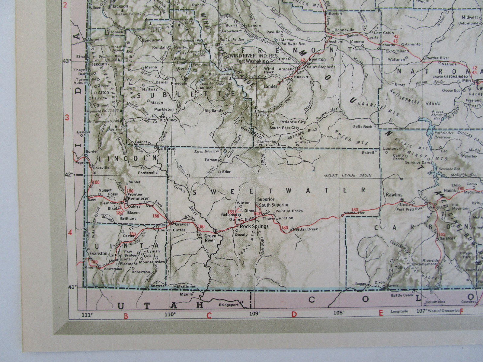 WI WY Vtg 1950 WISCONSIN RAILROAD Map LAONA & NORTHERN RR or WYOMING Map. CB&Q