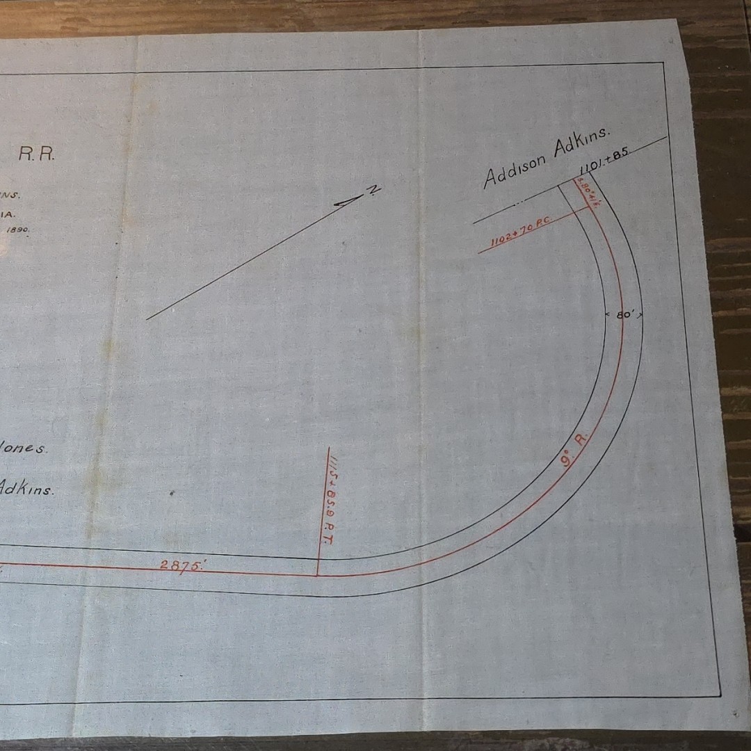 1890 Wayne County, West Virginia and Ironton Rail Road RR Route Plot Plan Map 2