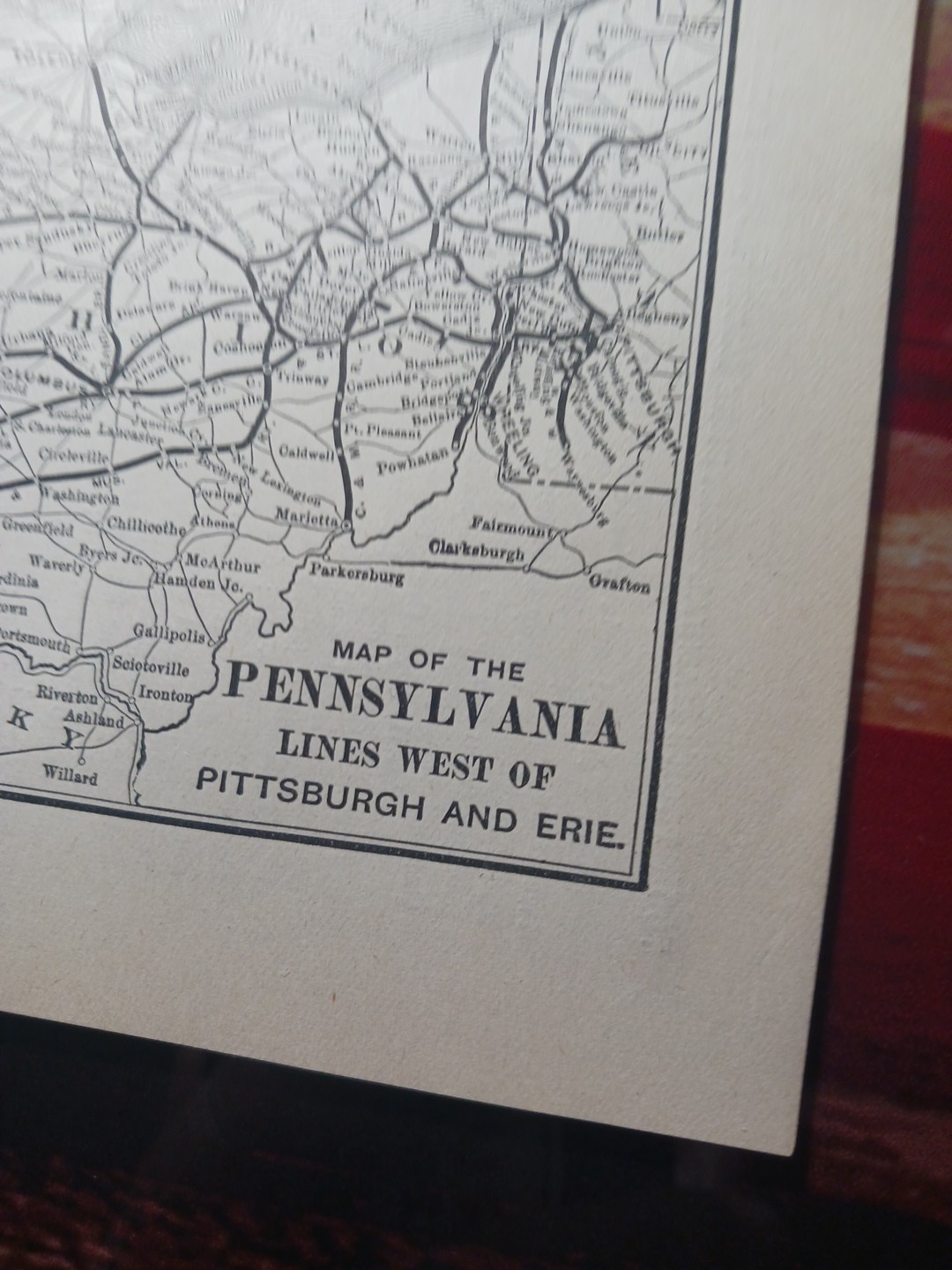 ~1904 Train Route Map PENNSYLVANIA RAILROAD LINES WEST OF PITTSBURGH Railway Map