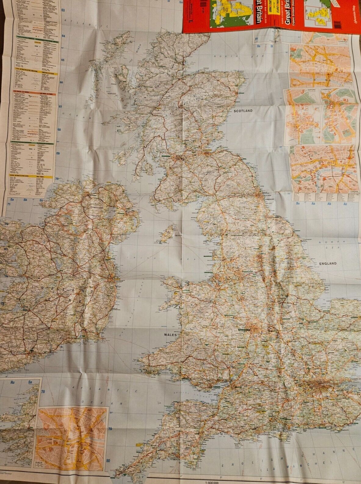 Great Britain England Scotland Wales Ireland Euromap American Map Corp 1:800,000