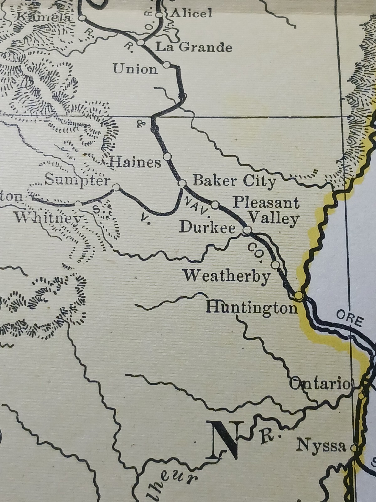 Antique 1909 Railroad Route Map CALIFORNIA NEVADA all train Lines~ 9″ × 11″