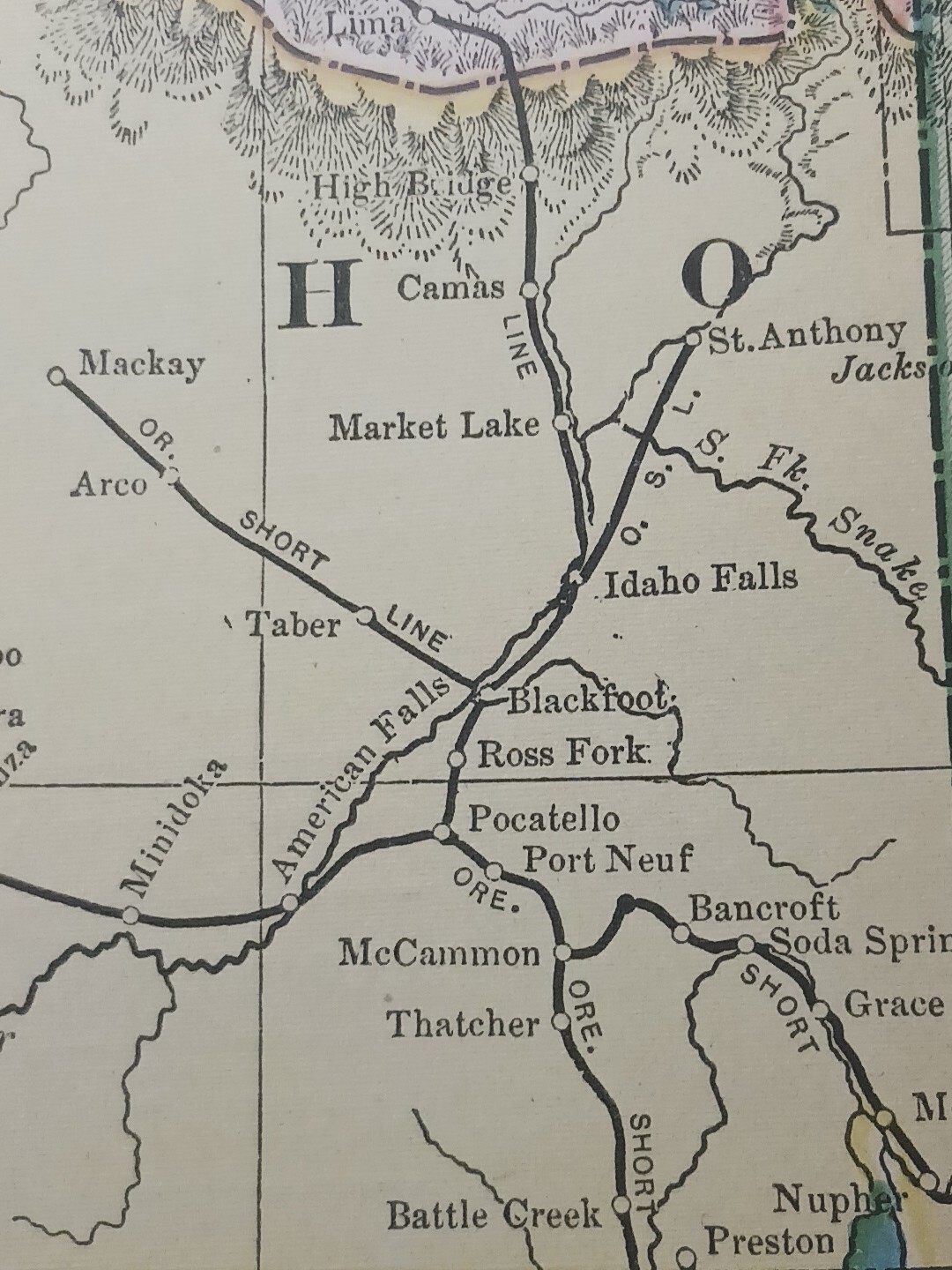 ~1904 Railroad Map MONTANA IDAHO WYOMING All railway Routes Depots 11×9″ vintage
