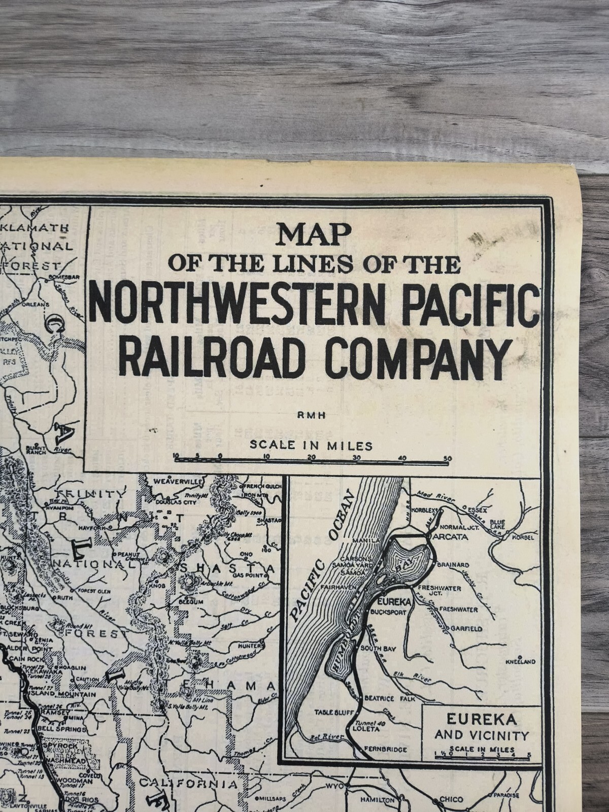 1935 Northwestern Pacific NWP Railroad System Map Wall Poster Decor