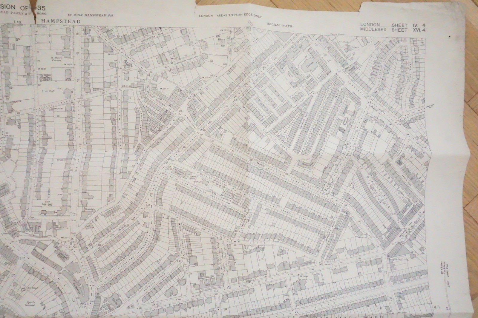 1935 South Hampstead Adelaide Ward London LMS LNER Railway OS Railway Map *