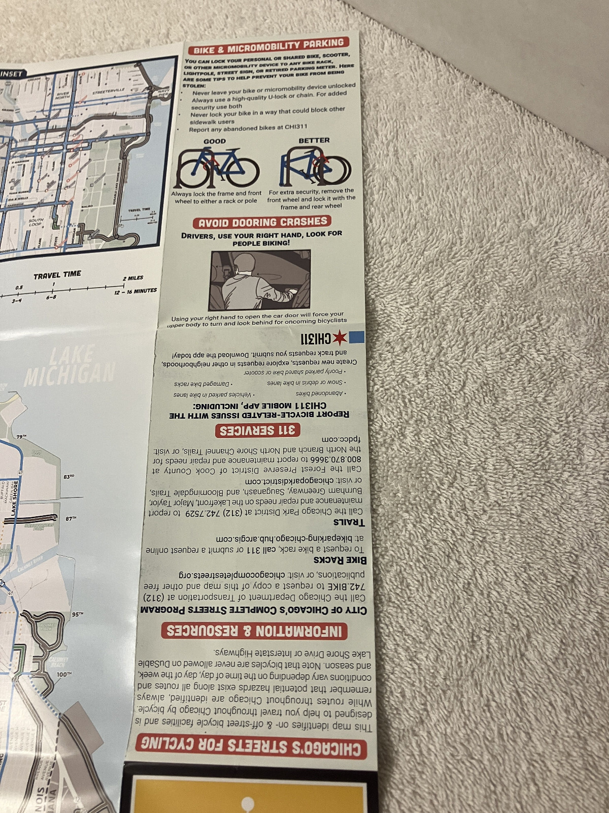 New CHICAGO BIKE MAP Hand-Held Foldable 2-Sided Trails, Bike Lanes & Routes 2024