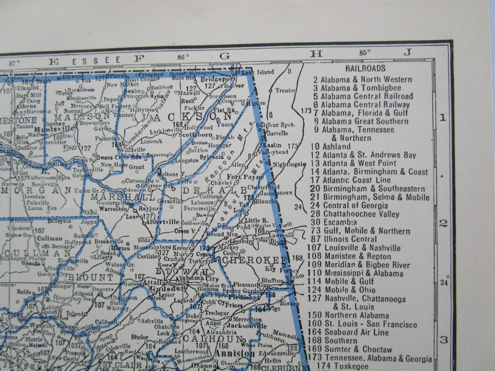 AZ AL GREAT DEPRESSION era 1931 ARIZONA RAILROAD Map NACOZARI RR or ALABAMA