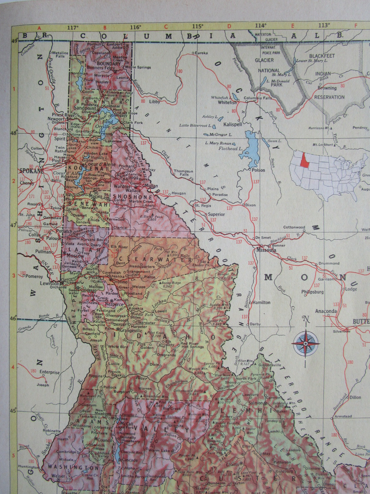 IL ID 1956 ILLINOIS RAILROAD Map LITCHFIELD & MADISON RR ~or~ IDAHO. NEZPERCE RR