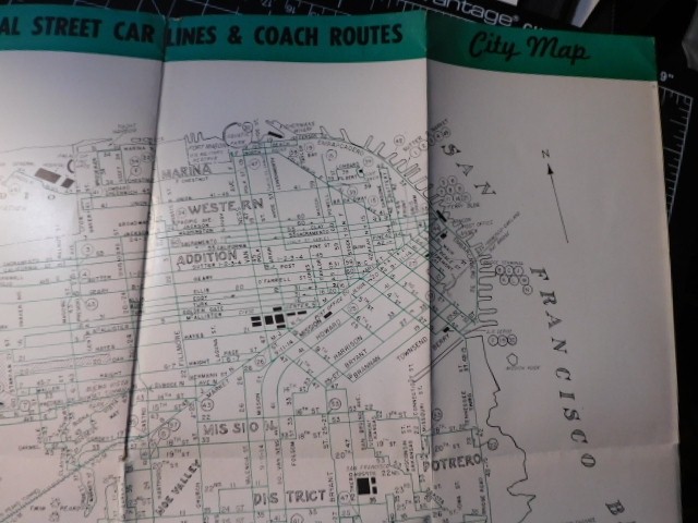 1950 MINI MUNICIPAL RAILWAY MAP OF LINES & ROUTES IN SAN FRANCISCO