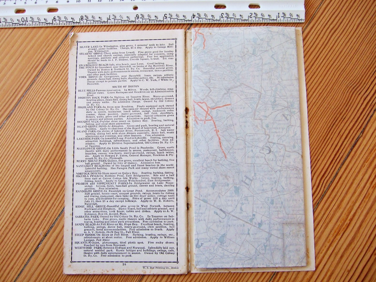 Original 1910 Boston & Northern Tri-State Trolley Map with 24 pg “Trolley Trips”