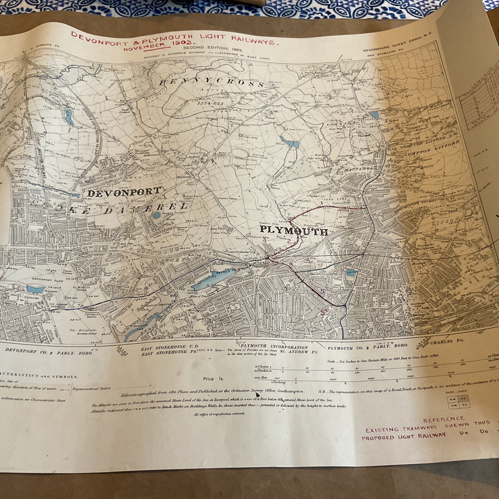 London And South Western Railway Map Of Devon And Plymouth Light Railways 1903