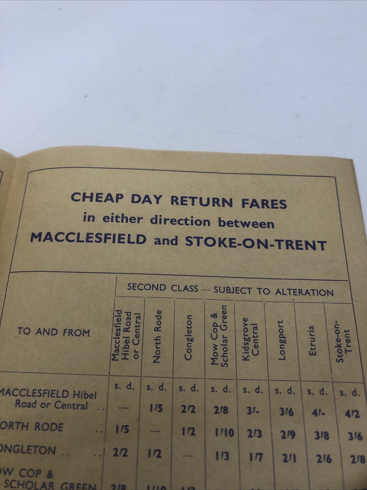 1960 British Railways Diesel Service Timetable Manchester , Picca , Macclesfield