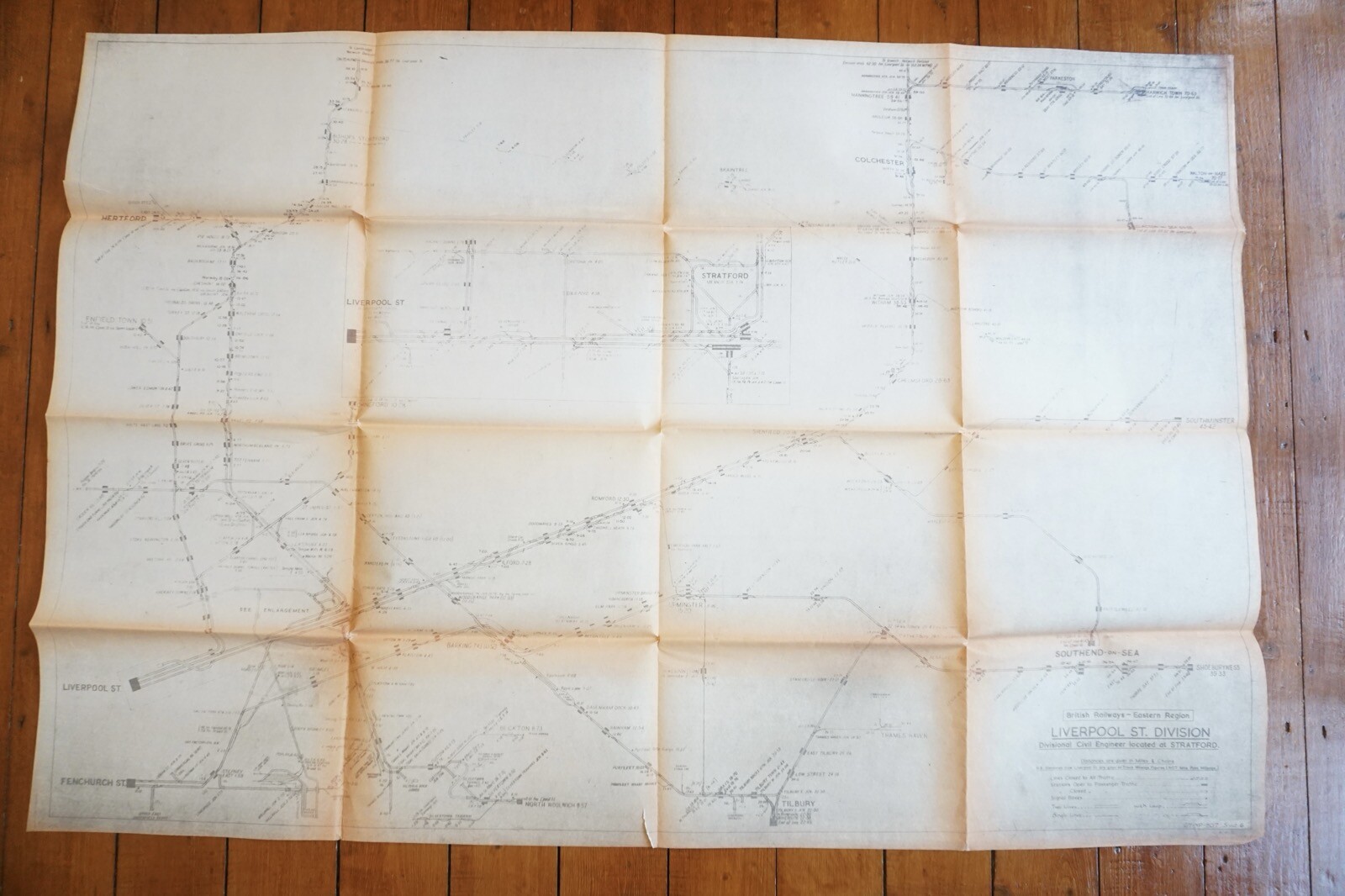 1967 British Rail Eastern Region Liverpool Street Division Railway Track Map