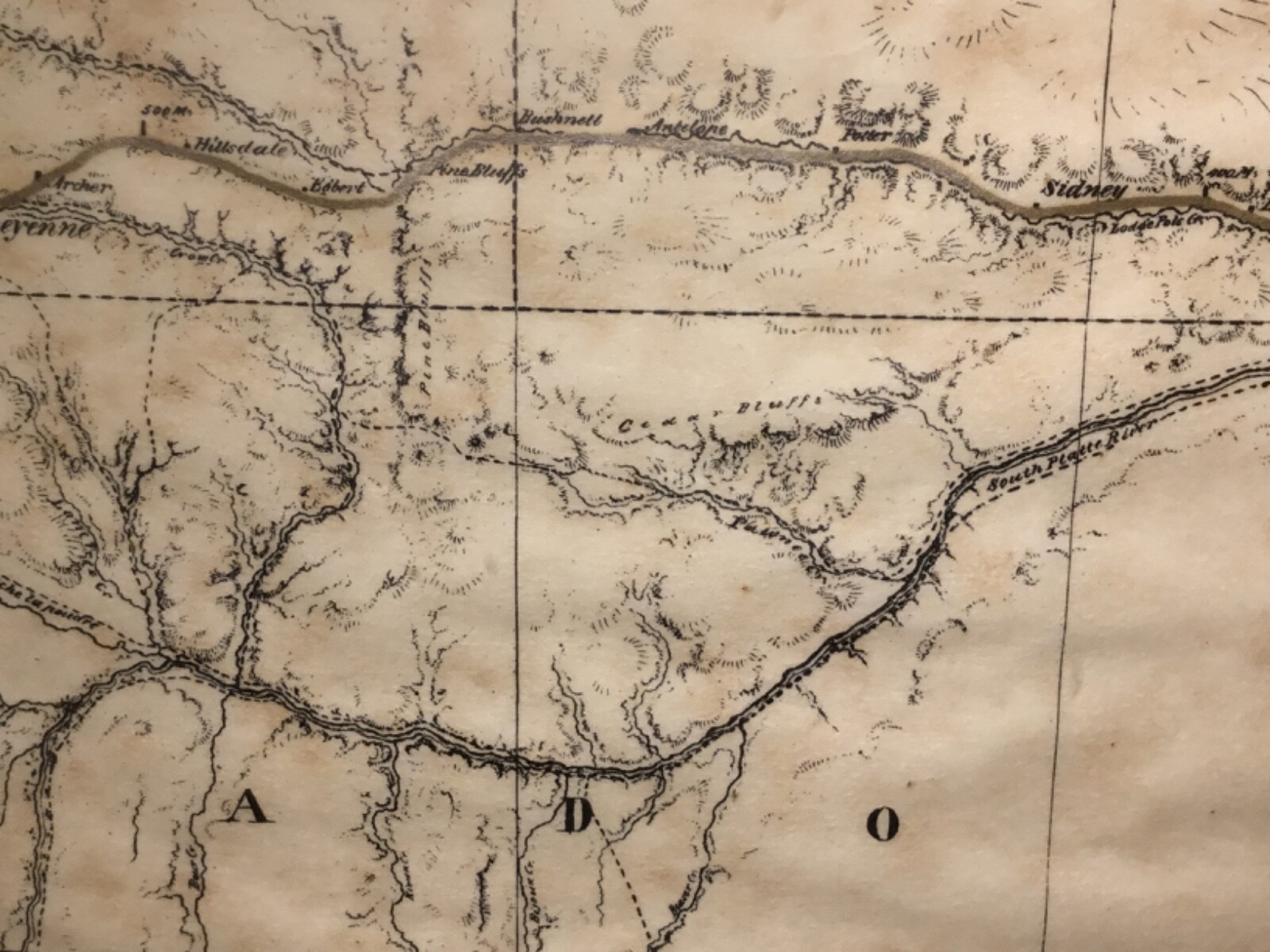 COMMEMORATIVE 1864-1868 UNION PACIFIC RAIL ROAD SURVEYS MAP 16″T x 48″W FRAMED