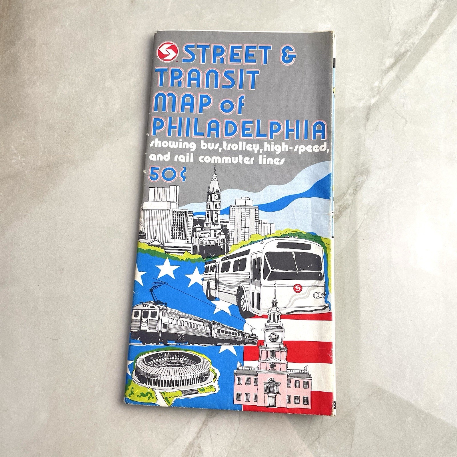 SEPTA Philadelphia Street & Transit Map & Historical folder 9 1976