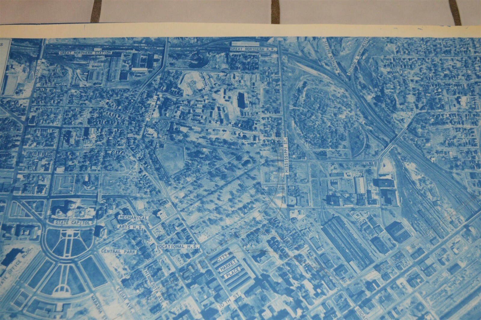 1958 Minnesota Hwy Dept St. Paul Map Railroads Union Station Milwaukee Road