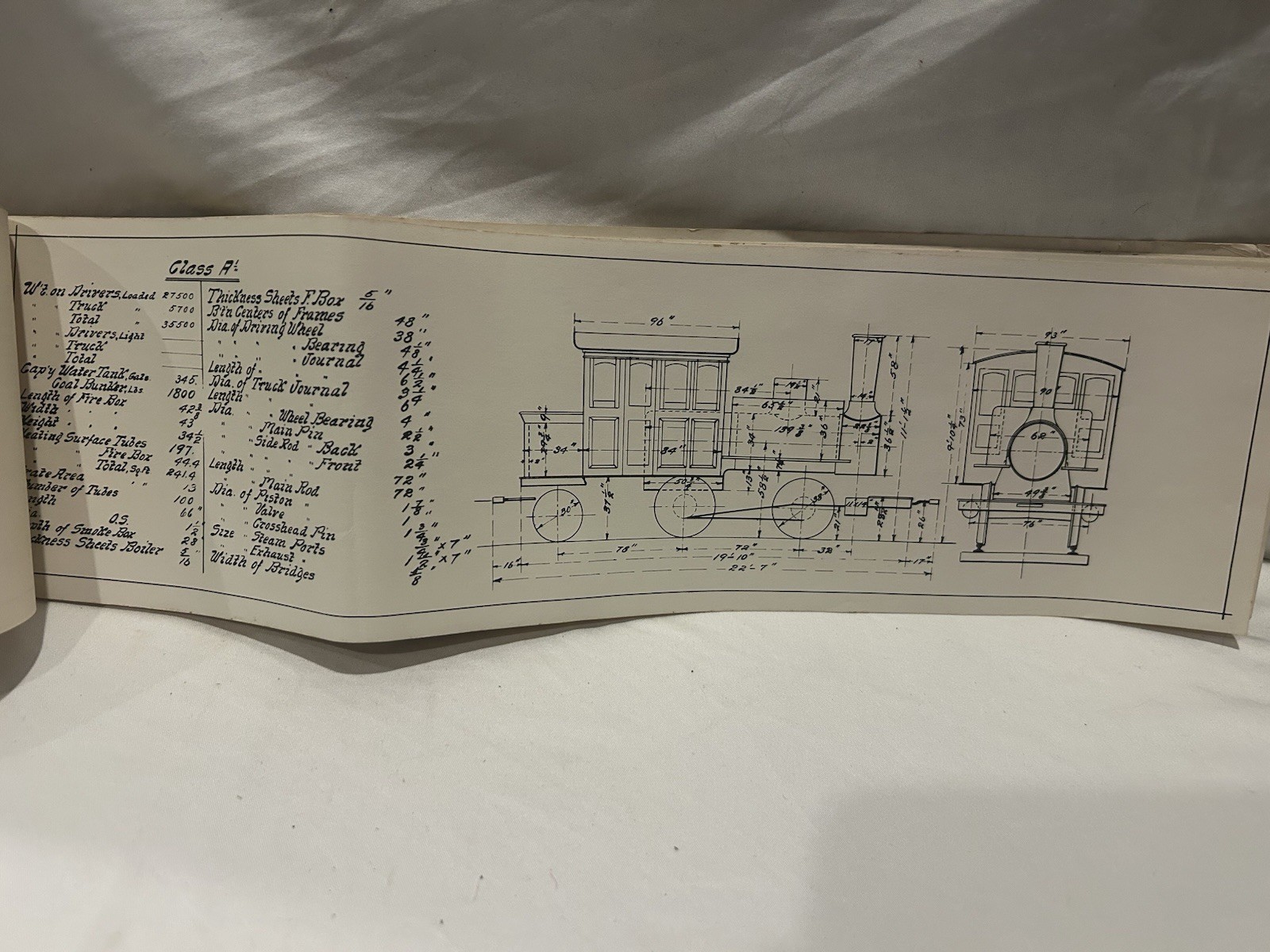 Antique 1902 Manhattan Railway Co. Engine Diagrams & Dimensions Blueprint Book