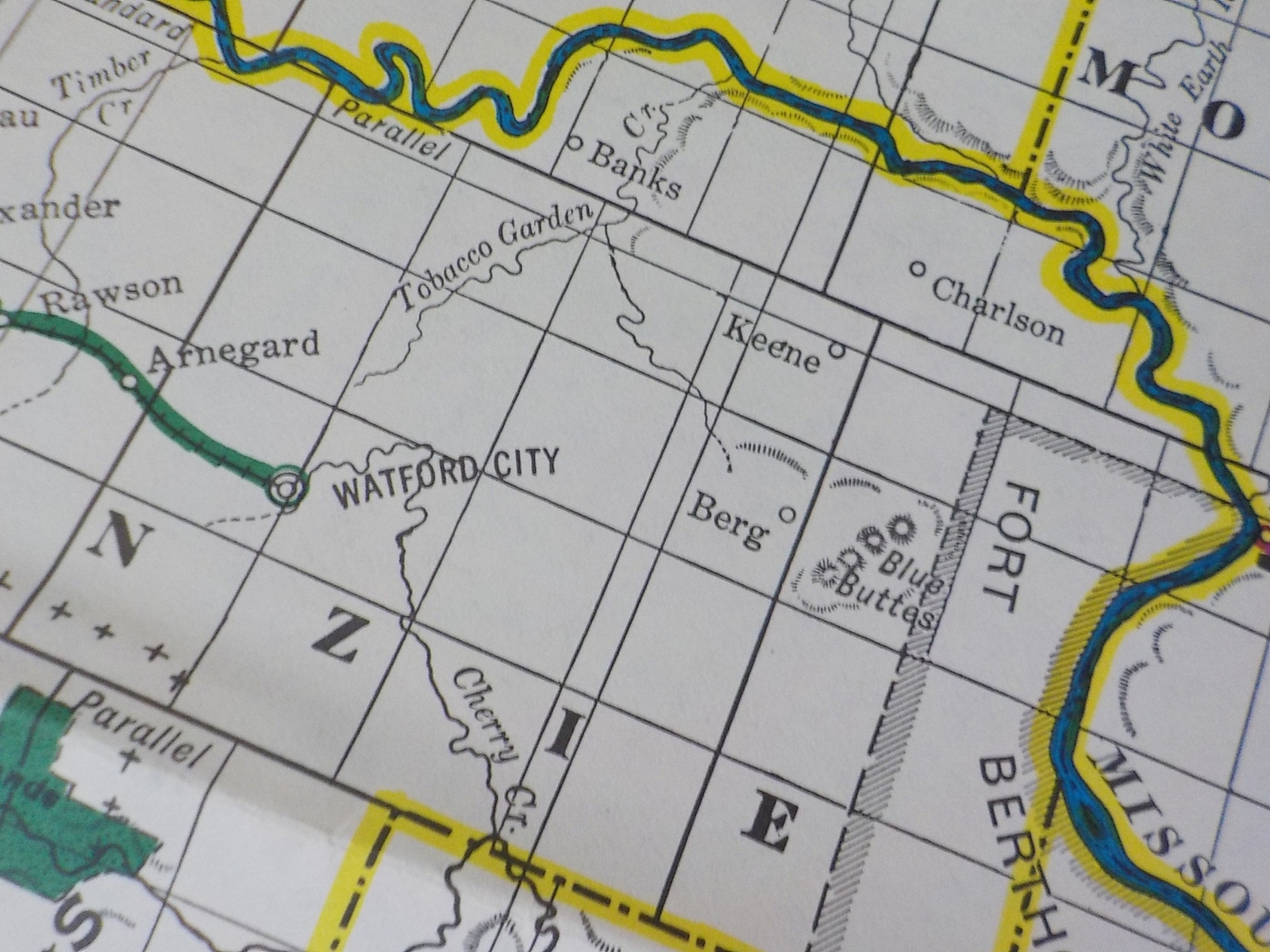 Map Burlington Northern North Dakota State Railroad Map 1983 August