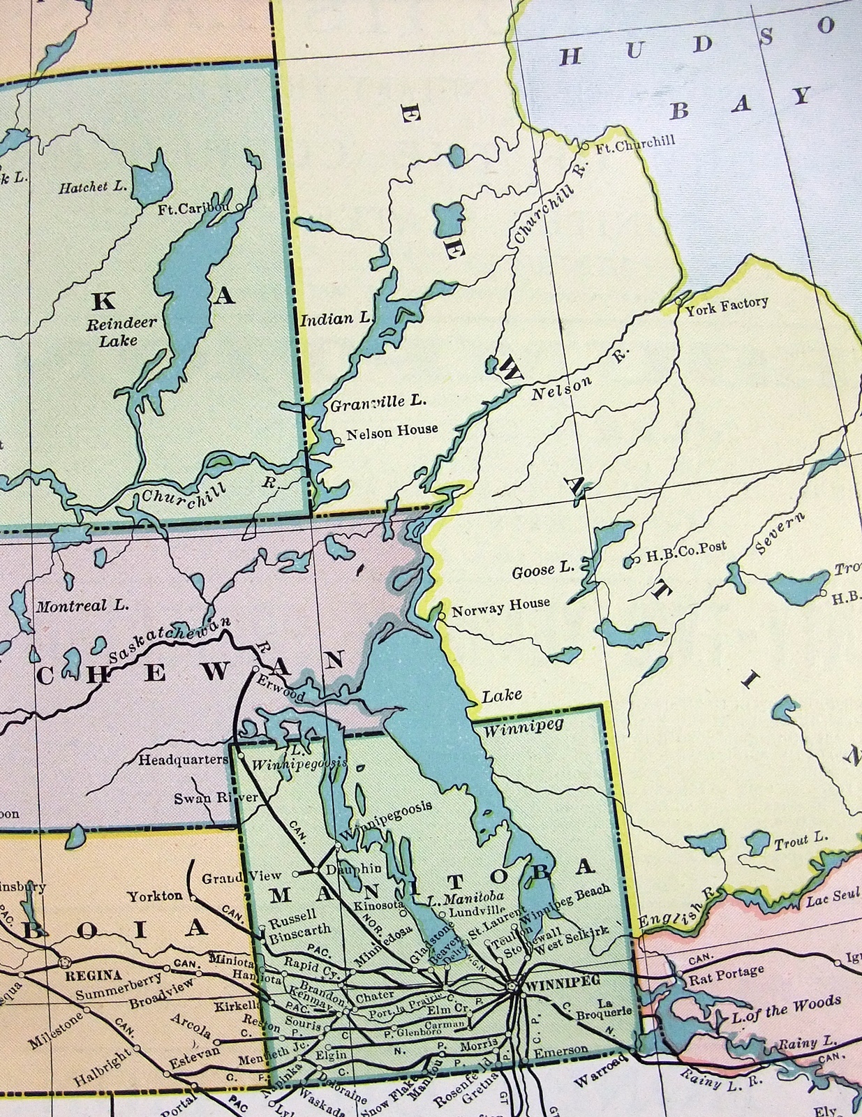 Western Canada – Original 1903 Railroad Map. Antique