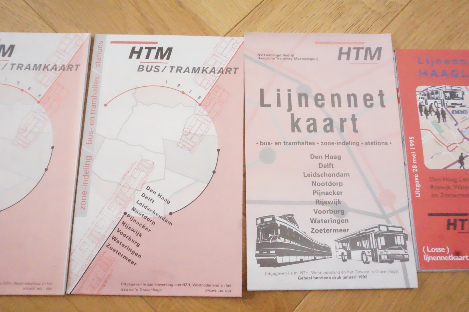 1987 1988 1989 1992 1995 HTM Netherlands Railway Bus Tram Route Map x5