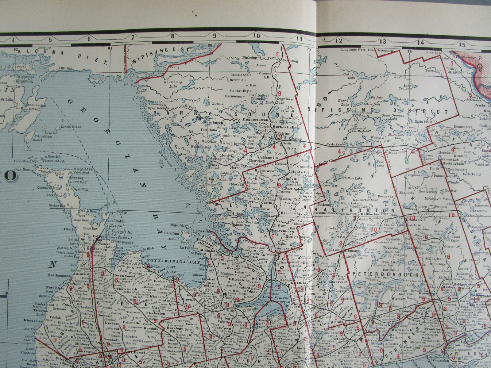 CANADA 1895 ONTARIO RAILROAD Map Cram ~ AS IS ~ PONTIAC PACIFIC JCT RR