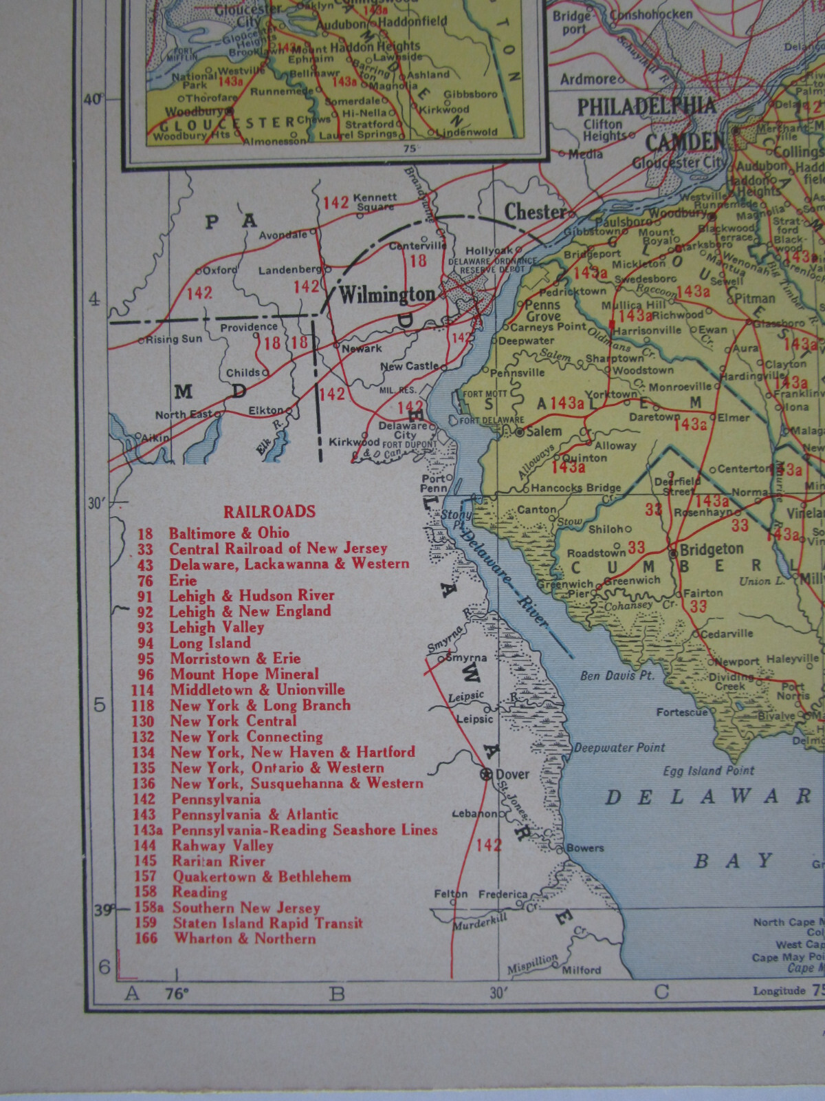 NM NJ Vtg 1942 NEW MEXICO RAILROAD Map. PECOS VALLEY SOUTHERN ~or~ NEW JERSEY