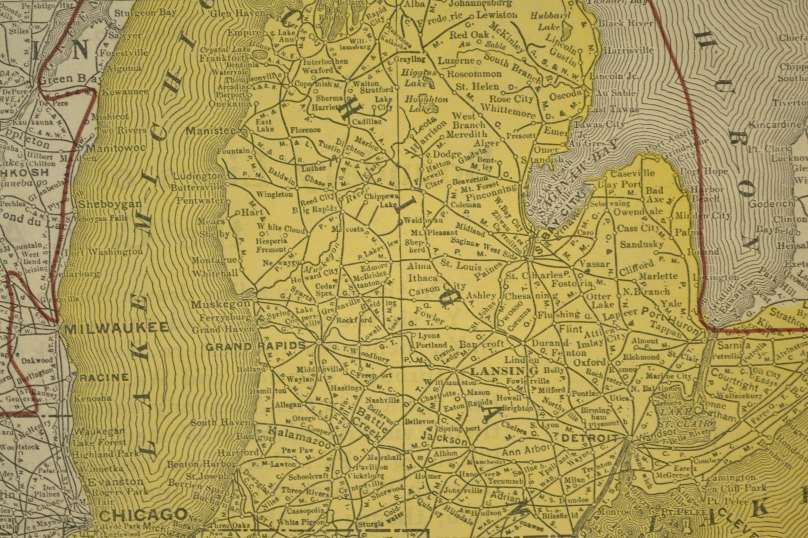 Great Lakes Region Map Railroad Central Freight Association Territory circa 1919
