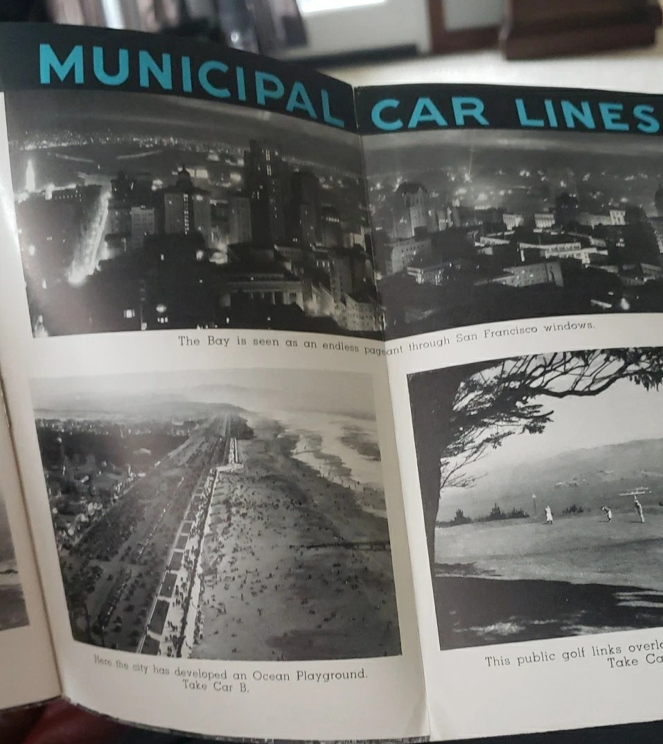 San Francisco Municipal Railway Schedule & Map Cars and Owls Service late 1930s