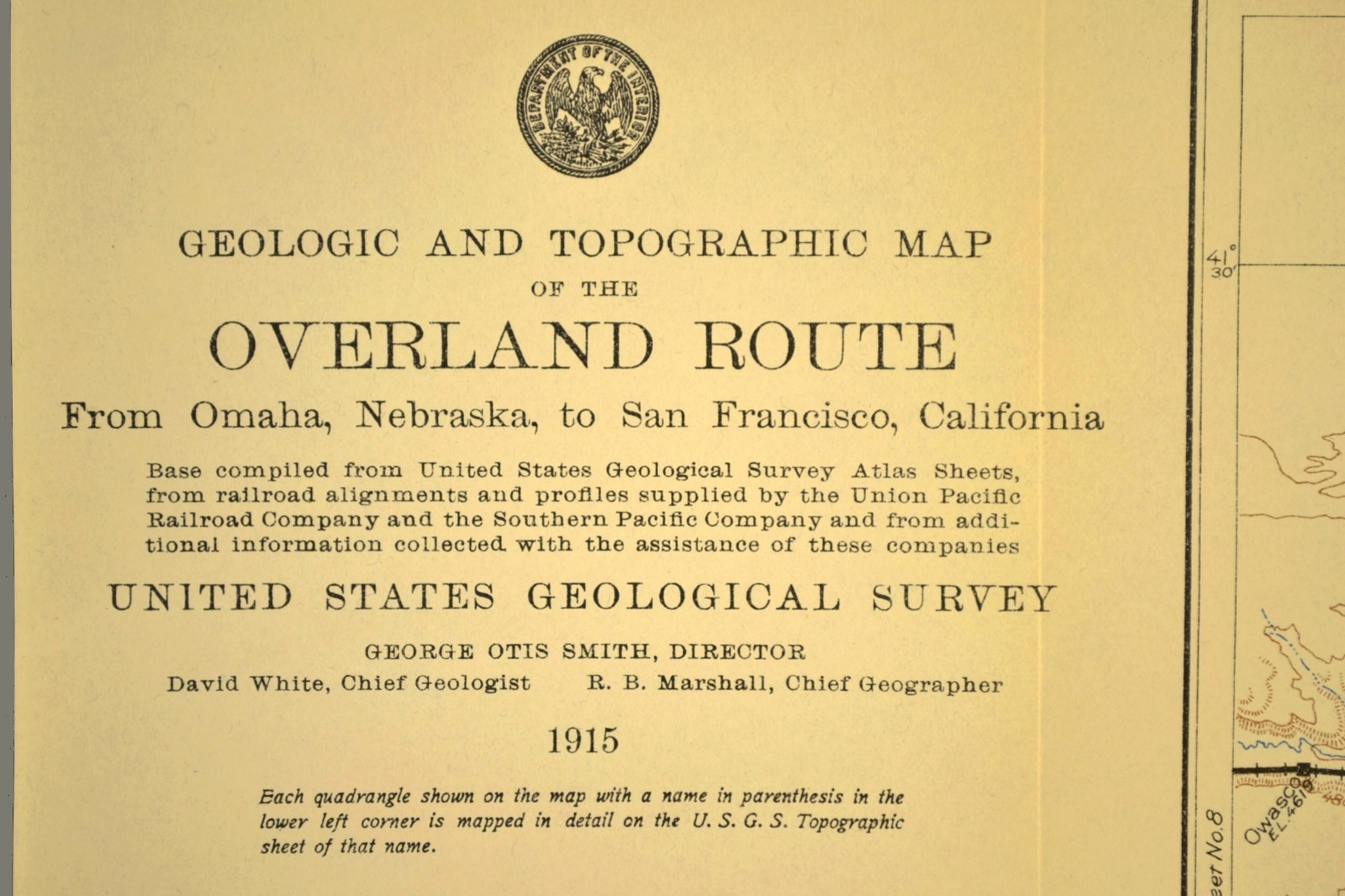1915 Antique Union Pacific Railroad Map Sidney Nebraska Chappell NE Geological