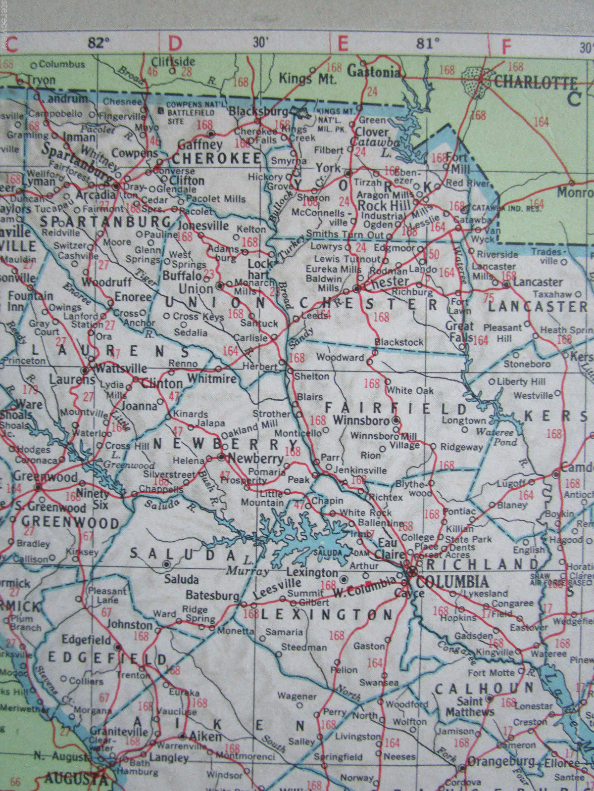 SC PA Vtg 1951 SOUTH CAROLINA RAILROAD MAP. PENNSYLVANIA 1950s Mid Century RR