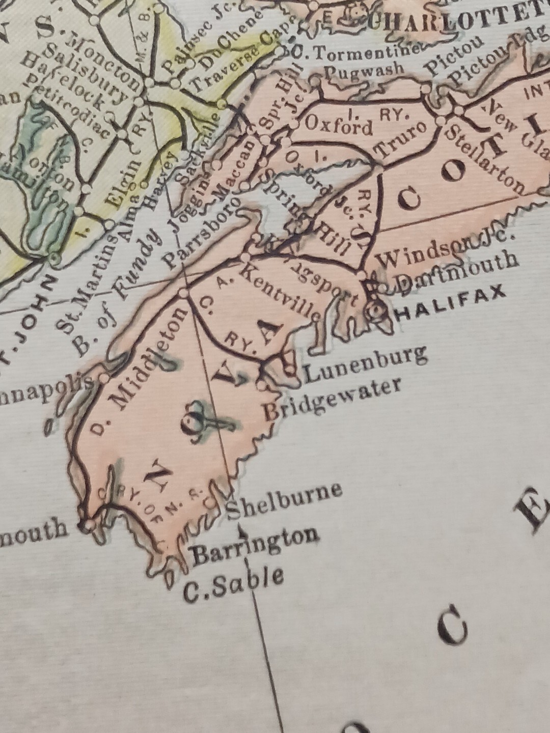 1902 Train Route Map Eastern Canada Railroad All Lines Station Towns 11×9″ Dated
