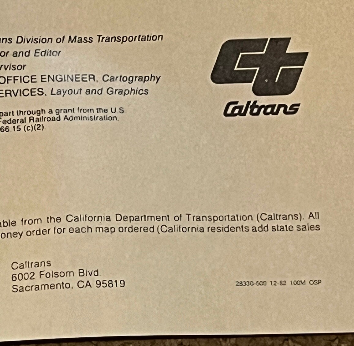 CALTRANS CALIFORNIA STATE RAILROAD MAP 35″x46″ 1982