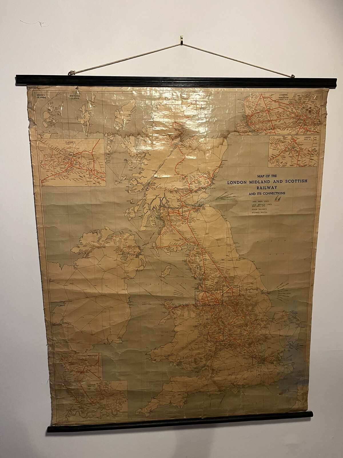 Vintage – London Midland and Scottish LMS Railway Map – circa 1930s