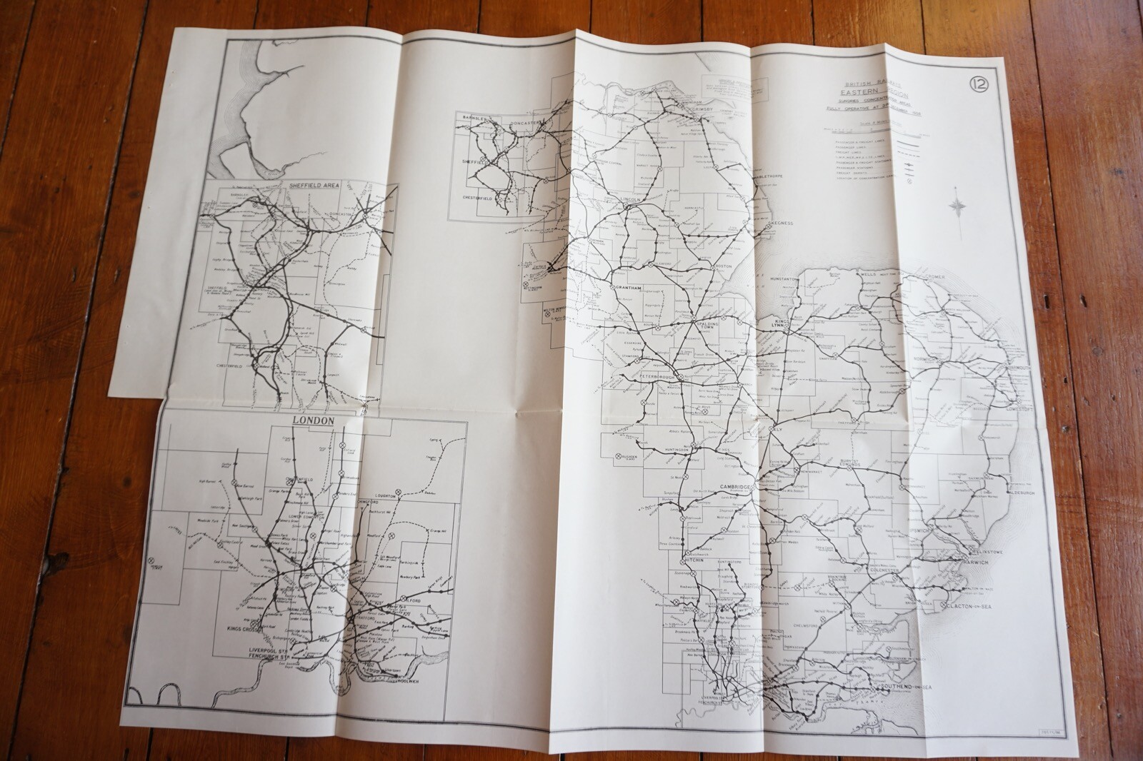 1958 Sundries Concentrations Areas 1958 Eastern Region Railway Map