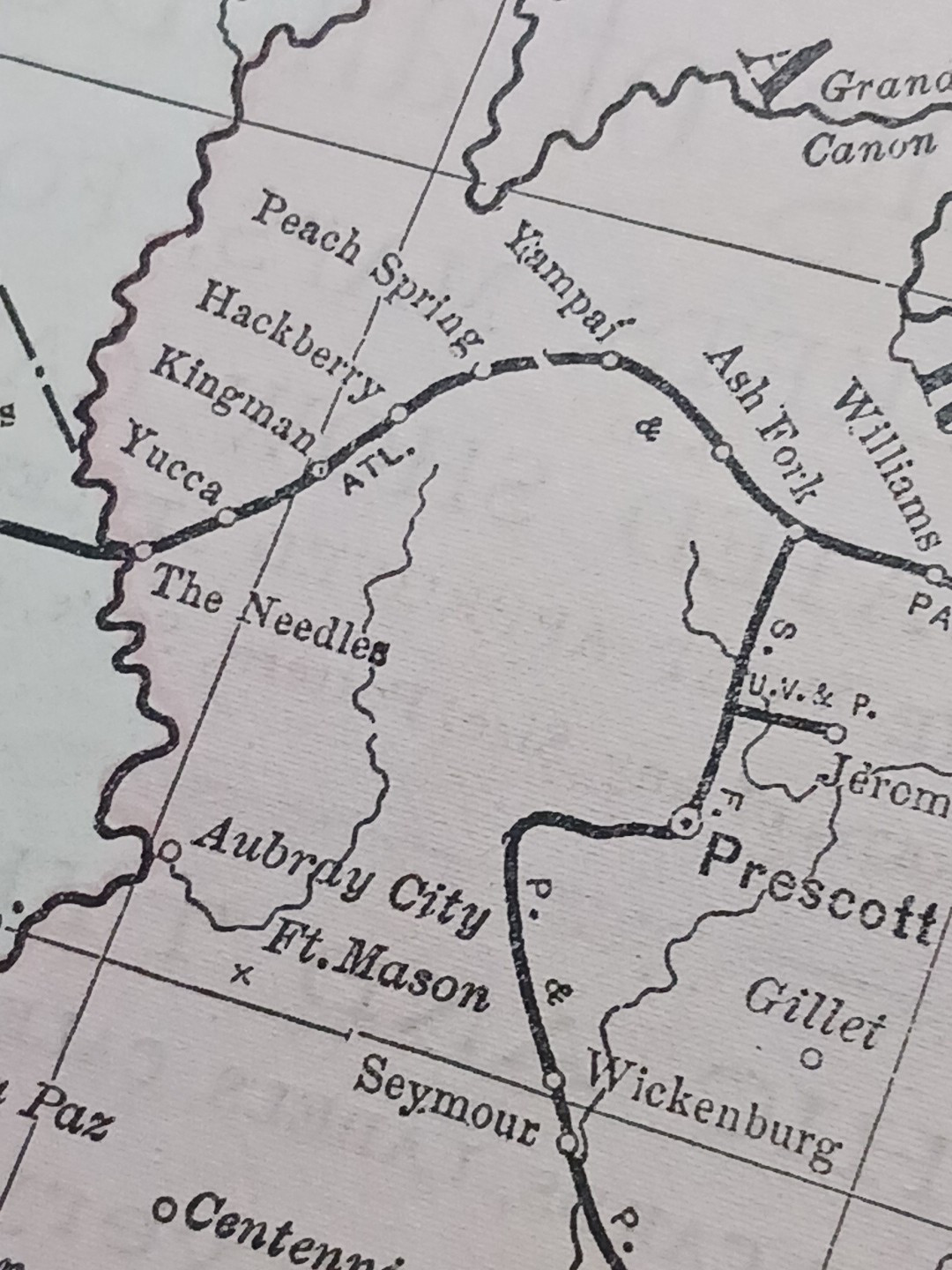 1897 Train Route Map ARIZONA Colorado UTAH New Mexico all Railroad Lines 9×11″