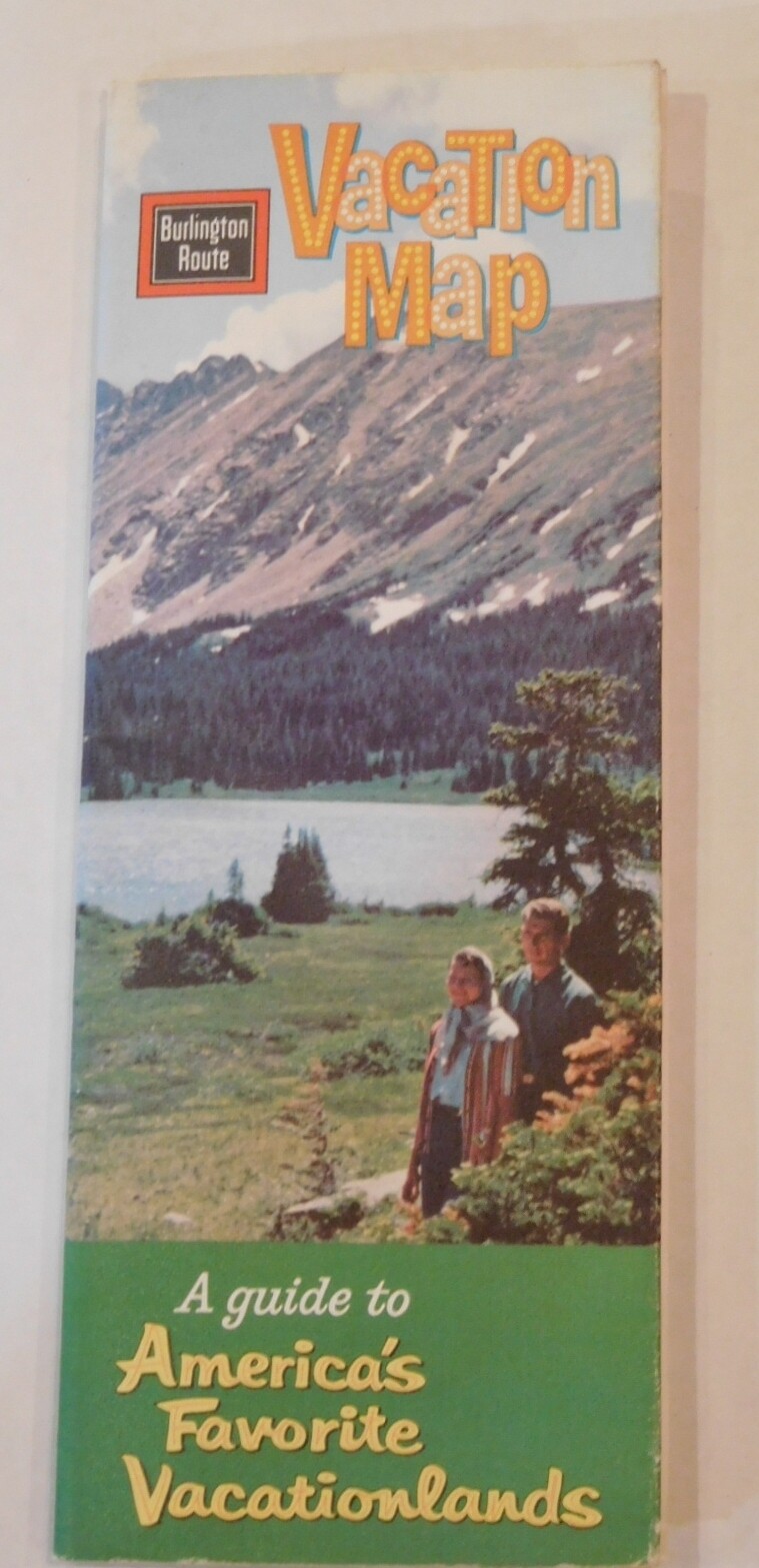 Map Burlington Route Vacation Map Guide to America’s favorite vacationlands 1963