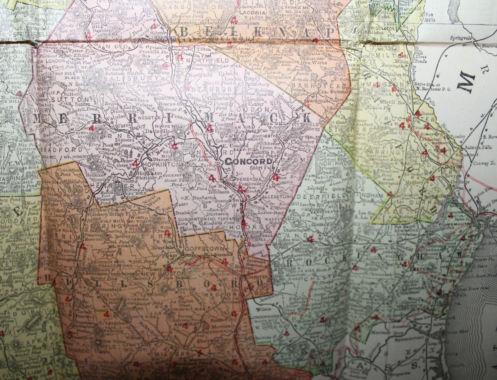 1908 New Hampshire Railroad Map Rand McNally