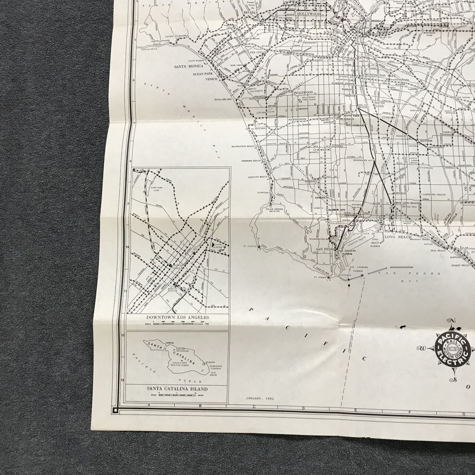 A Map Of Pacific Electric Lines In Southern California – 1952 – System Map