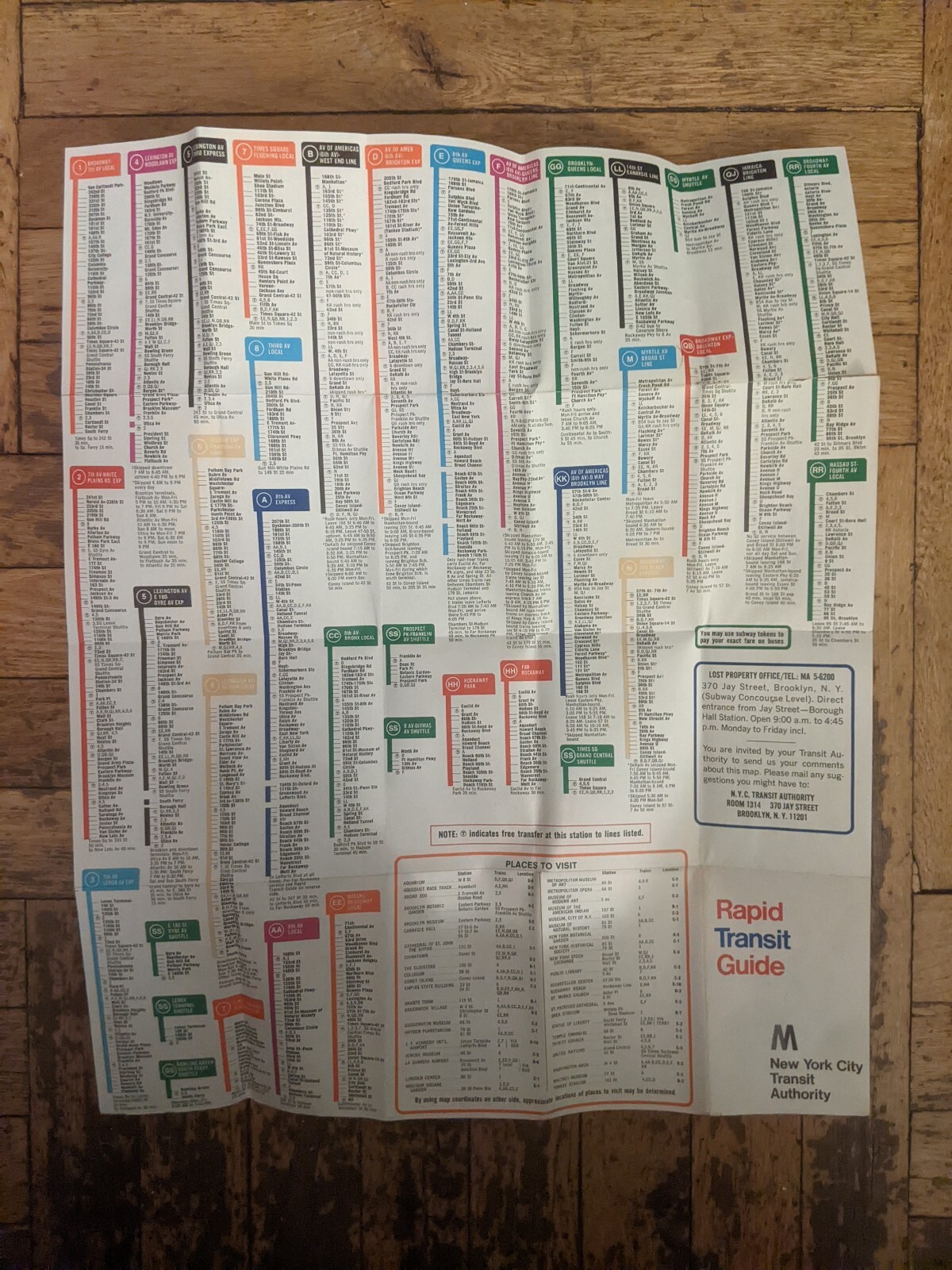 NYC Subway Rapid Transit Guide and Map – 1969