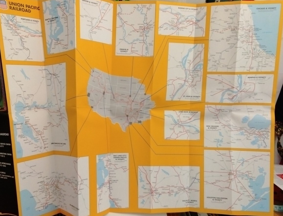 Map Union Pacific Railroad 1994 UP & Connecting Short Lines