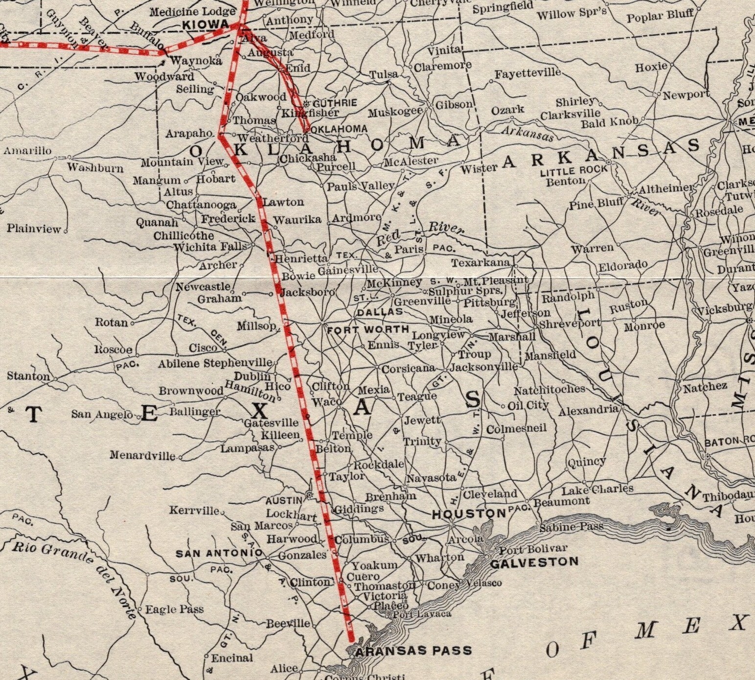 1912 Antique Winnipeg Salina & Gulf Railway Map Vintage Railroad Map 2392