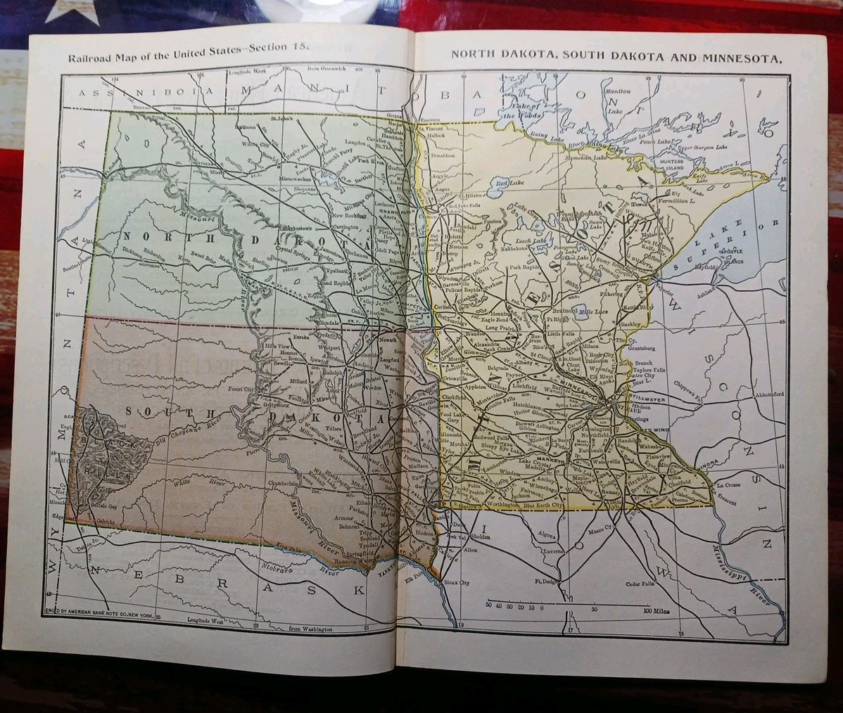 1897 Train Route Map Minnesota North South Dakota all Railroad Lines 9×11″ ND SD
