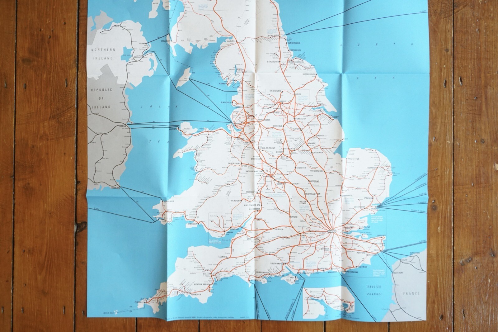 1985 1986 British Rail Passenger Network Railway Map VGC