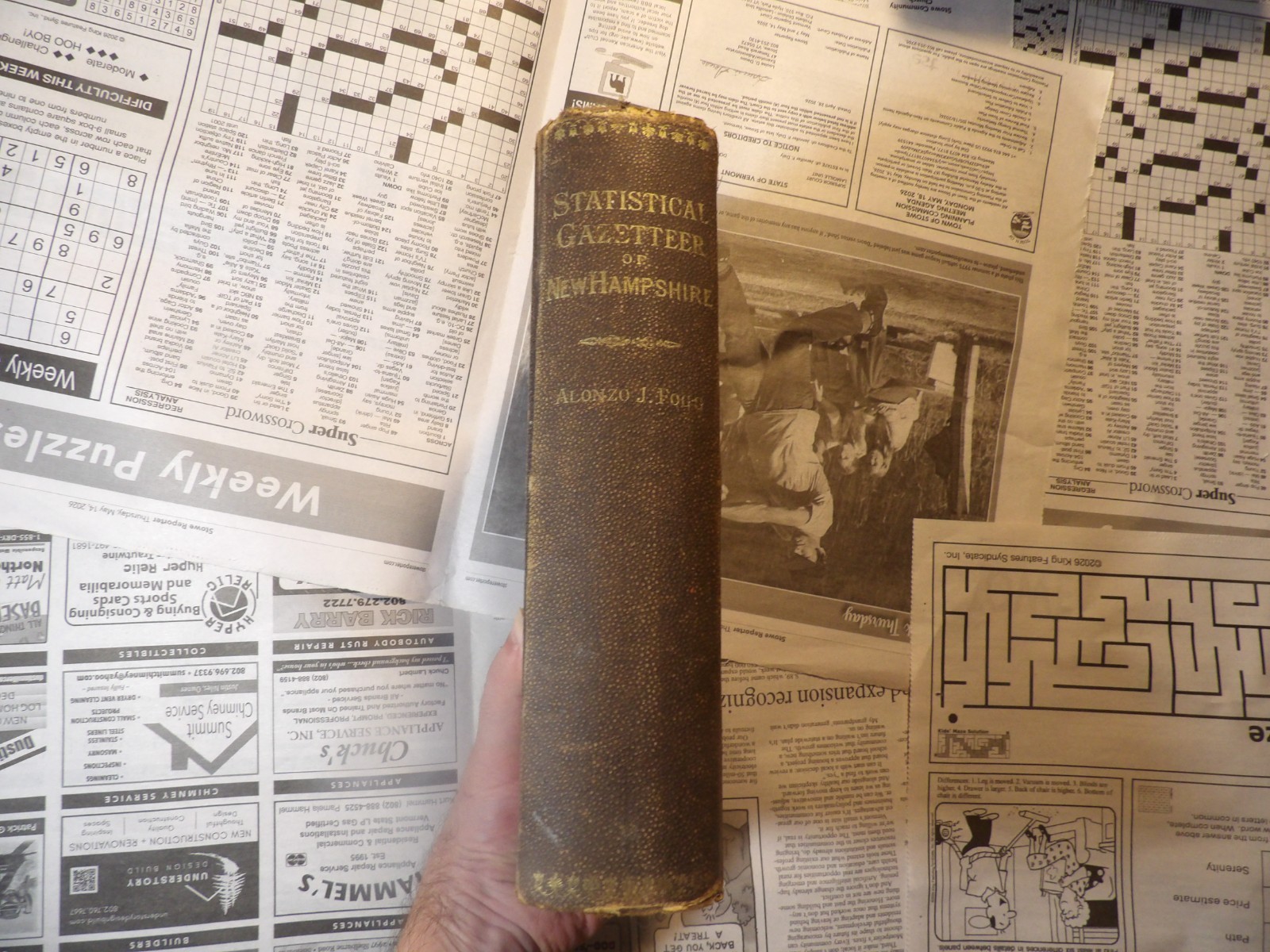 The Statistics and Gazetteer of NH Fogg 1874 + Railroad MAP C W Sawyer Bookplate