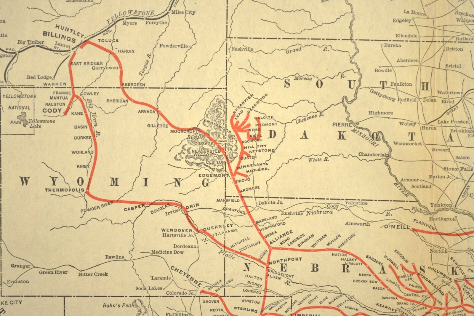 Chicago Burlington Quincy Railroad Map CBQ RR Burlington Route Vintage