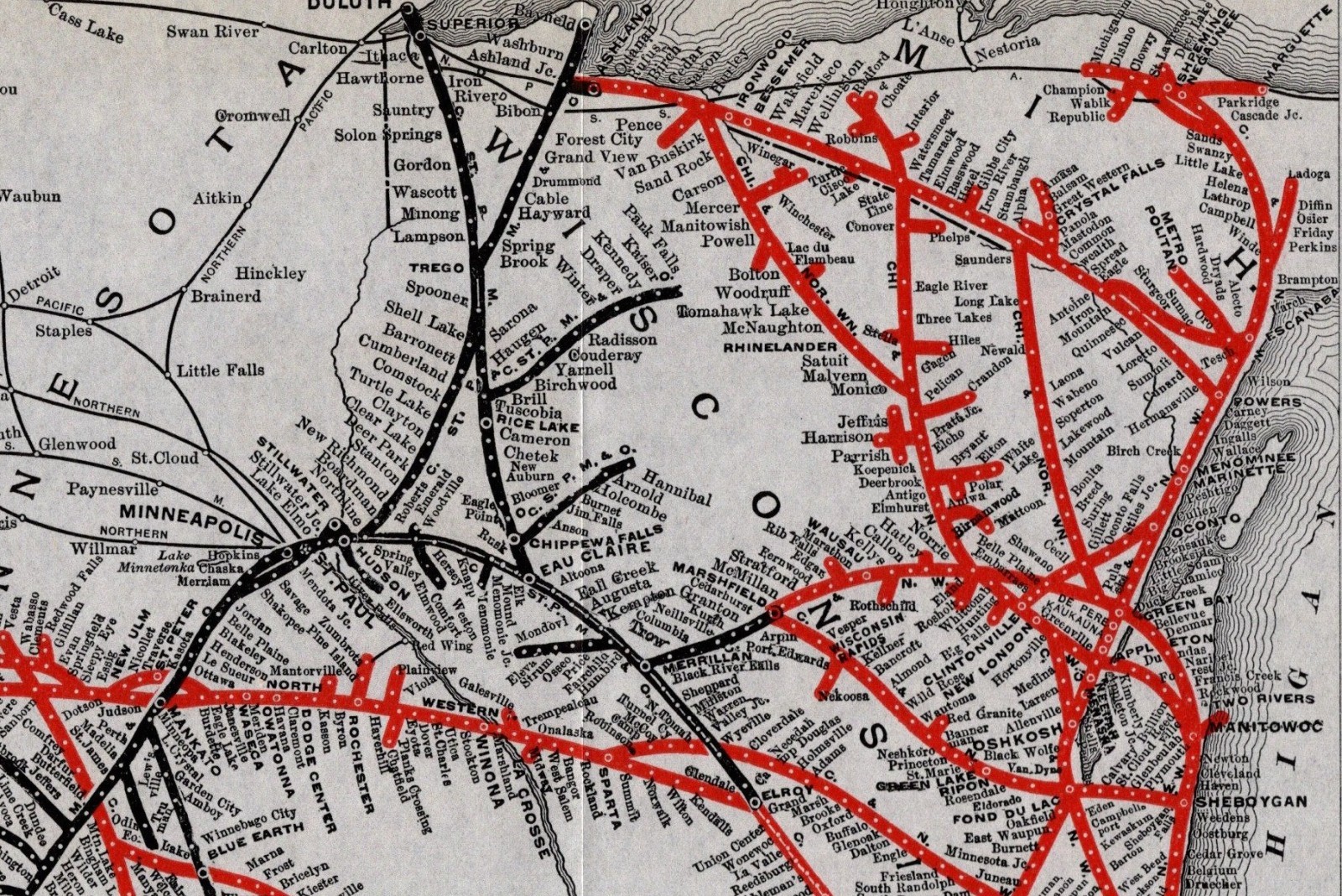 1923 Antique Chicago Northwestern Railway Map North Western Railroad Map 3141