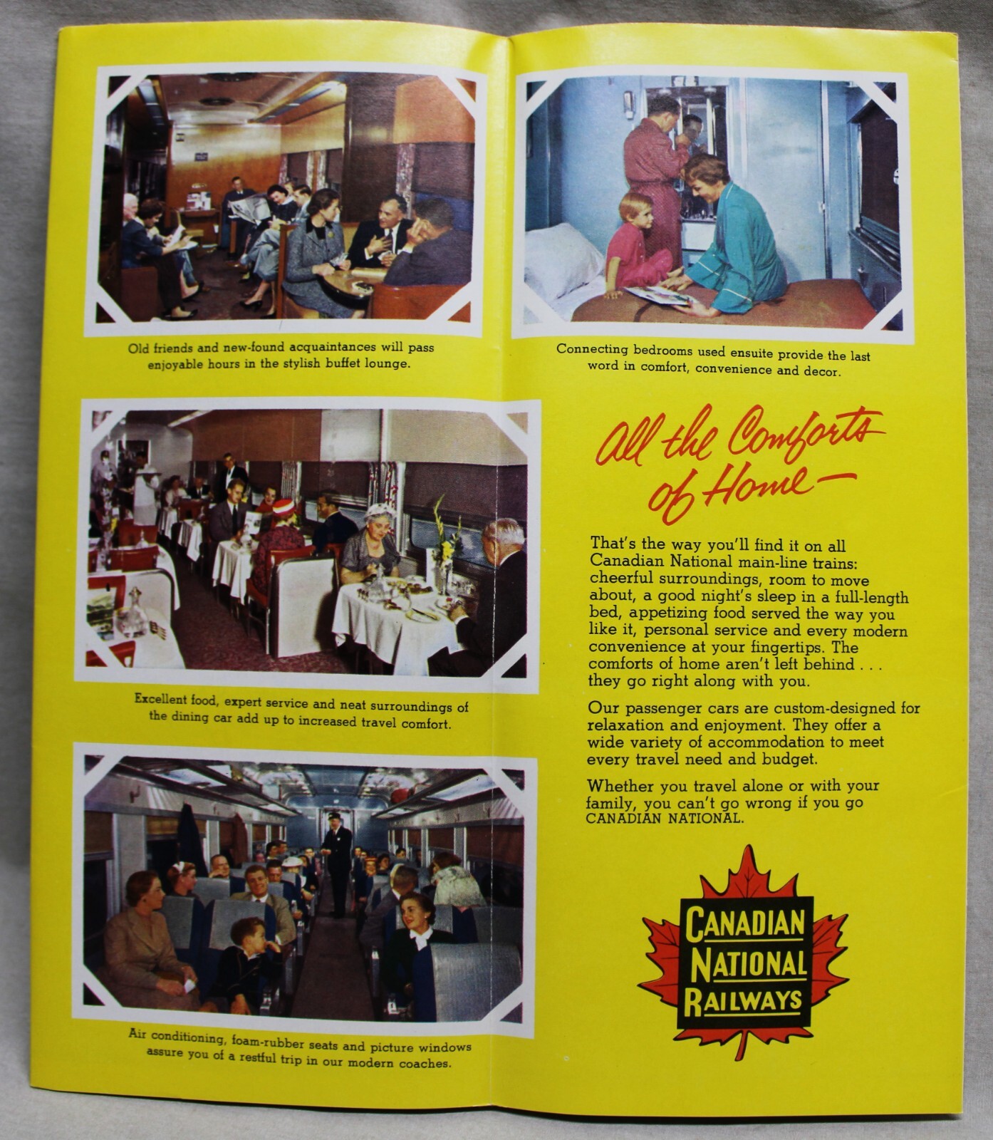 CN CANADIAN NATIONAL RAILWAYS MAP OF CANADA & USA SOUVENIR BROCHURE GUIDE 1958