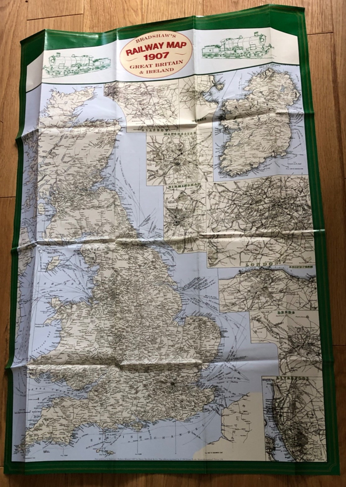 Reproduction (2004) of Bradshaw’s 1907 railway map, Great Britain and Ireland